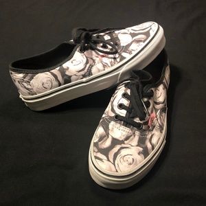 Black and white Rose Printed Vans